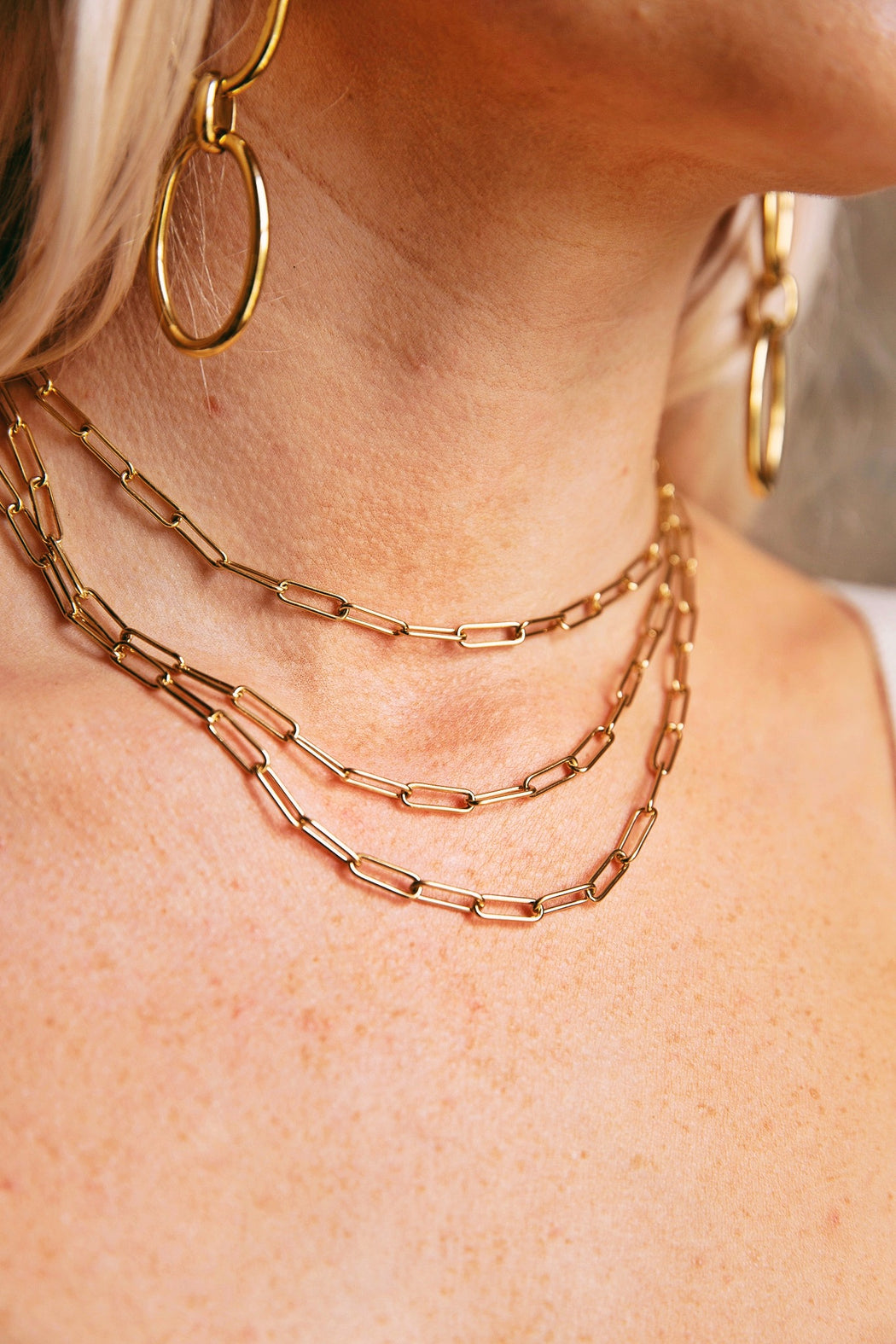 Rectangle Chain Necklace Stack