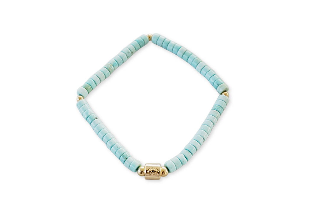 Turquoise Heishi Evil Eye Bracelet