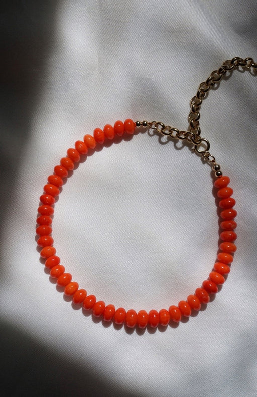 Orange Coral Gemstone Anklet 