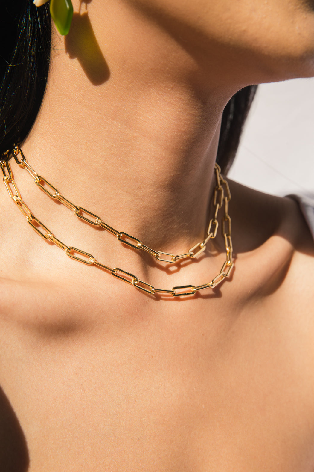 Gold Rectangle Chain Necklace, 14k Gold Filled, Link Chain Necklace