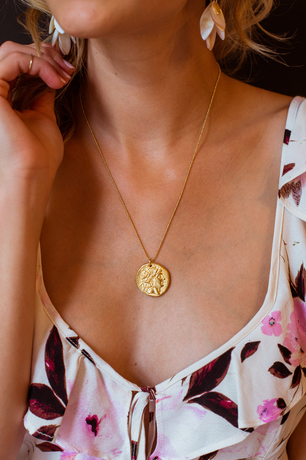 Gold Roman Coin Medallion Necklace