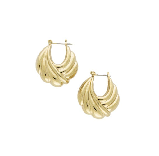 Chunky gold hoop earrings with ridges